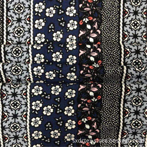100% Rayon Viscose Crinkle Stripe Floral Print Fabrics